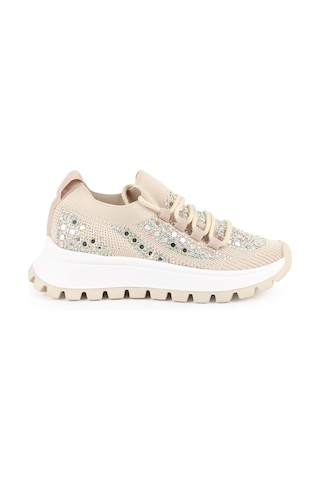 Libero L085.k201 Taş İşlemeli Triko Esnek Kalın Hafif Eva Taban Kadın Sneaker Ten