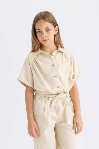 DeFacto Kız Çocuk Cropped Fit Pamuklu Kısa Kollu Gömlek C4272A824SMBG743
