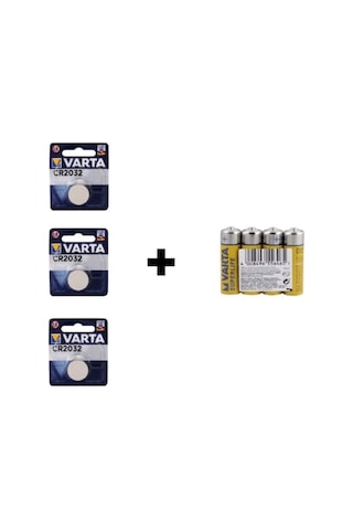Varta 6032 CR2032 3V Elektronik Lityum Pil 3'lü + Superlife AA Kalem Pil 4'lü