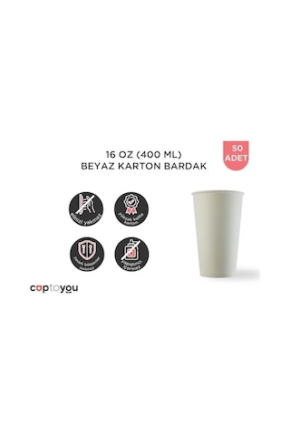 50 Adet Parti Bardağı, Beyaz Tek Kullanımlık Karton Bardak 16 Oz, Büyük Kağıt Bardak 400 Ml, Parti İhtiyaçları, Çocuk Partisi, Sıcak Ve Soğuk İçecekler, Çay, Kahve, Meyve Suyu 07 Beyaz