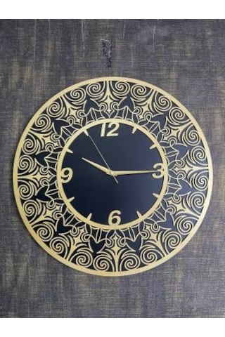 Bymelekoğlu Siyah & Gold Duvar Saati, Gold Saat, Duvar Saati - 50 Altın - Siyah
