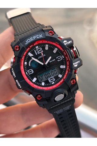 Joefox Küçük Kasa Digital Ve Analog 2 Yıl Garantili Kronometre+takvim+alarm+çoçuk Kol Saati Je.cbk21 Kırmızı - Siyah