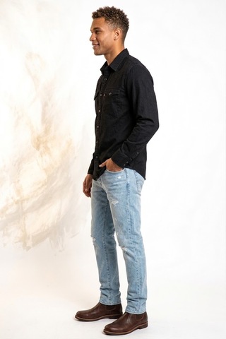 Levi's Western Erkek Kot Gömlek --mavi-- Koyu Siyah