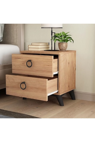 Komidin Çift Çekmeceli Atlantik Çam Lükens Ayaklı Kurulu