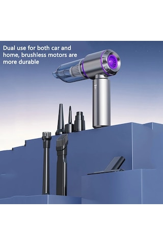Honeybeeshop Gri Çift Amaçlı Yüksek Güçlü Kablosuz Elektrikli Süpürge Usb Şarjlı Mini Ev Ve Otomotiv Vakum Temizleyici Evcil Hayvan Tüyü İçin