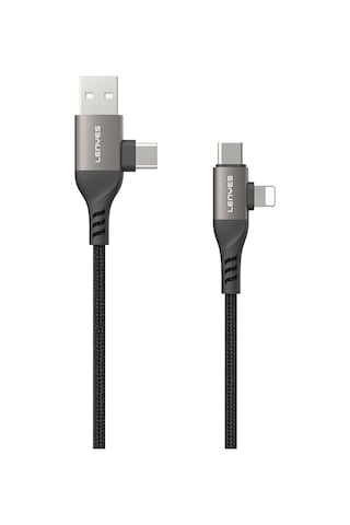 Lenyes LC501 4in1 A+C To C+l 60W Şarj Ve Data Kablosu 1 M Gri