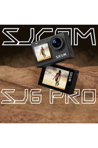 SJCAM SJ6 PRO WiFi 4K60 UHD 24MP 165° Geniş Açı 1000mAh 2”/1.3” Çift Ekranlı Aksiyon Kamerası Siyah