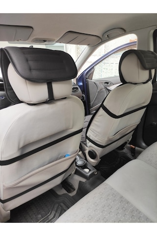 2,li Oto Koltuk Kılıfı Minder Alkantra Kumaş Füme Renk Kabartmalı