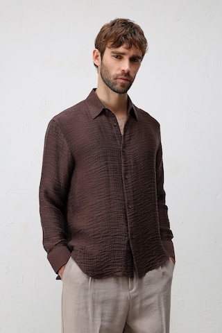 Antioch Crinkled Relax Fit Erkek Gömlek Kahve