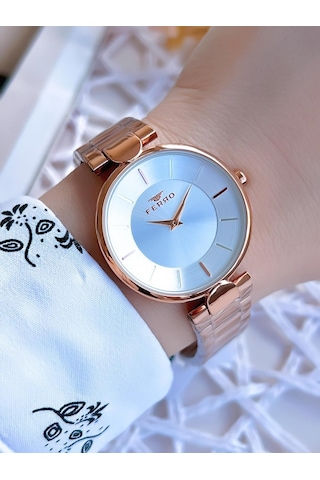 Ferro Rose Gold Renk 3 Atm Suya Dayanıklı Çelik Kordon Özel Tasarım Kadın Kol Saati Bf21129awt-c