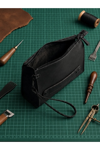 Vintage Leather Craft Hakiki Deri Erkek El Çantası 1091 Sıyah