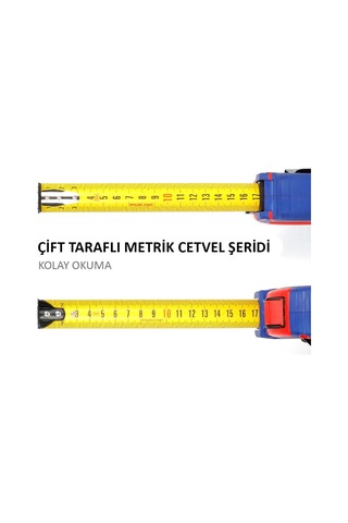 Workpro Wp261041 5mx25mm Naylon Kaplama Sarı Çift Taraflı Manyetik Çelik Şerit Metre Standart