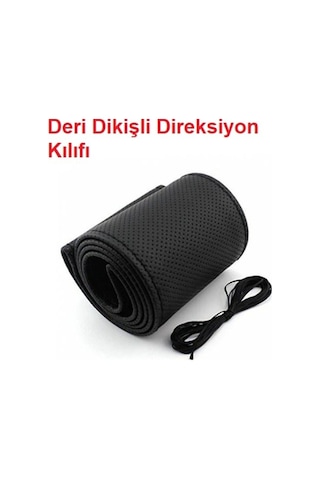 Eraks Deri Direksiyon Kılıfı Kokusuz Dikmeli - Siyah (514369851)
