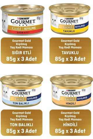 Gourmet Gold Karışık Kıyılmış Yetişkin Konserve Kedi Maması 12 x 85 G
