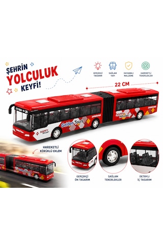 22 Cm Körüklü Şehir Otobüsü Oyuncak Kırmızı