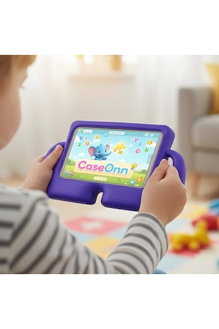 Caseonn Samsung Galaxy Uyumlu Tab S7 Fe / Tab S9 Fe Plus Kılıf Tutma Kollu Silikon Mor Diğer