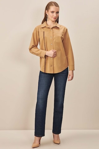 Gömlek Yaka Taba Gabardin Gömlek Taba