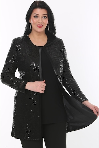 Büyük Beden 3786 Siyah Ceket+bluz Takım 001