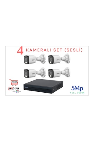 Dahua 5 Mp 4 Kameralı Sesli 30 Mt.renkli Gece Görüşlü Full Color Kamera Seti