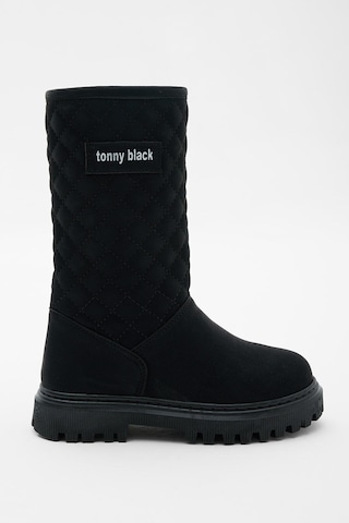 Tonny Black Kapitone Desenli Rahat Kalıp Uzun Kadın Siyah Cilt Bot Tber205 Siyah Cilt