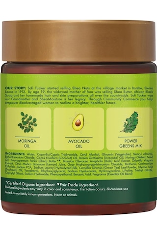 Shea Moisture Power Greens Moringa ve Avokado Yağlı Yeniden Yapılandırıcı Saç Kremi 237ML