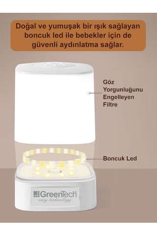 Greentech Masaüstü Şarjlı LED Aydınlatma - Gece Lambası / GT-CL09 Beyaz - Sarı