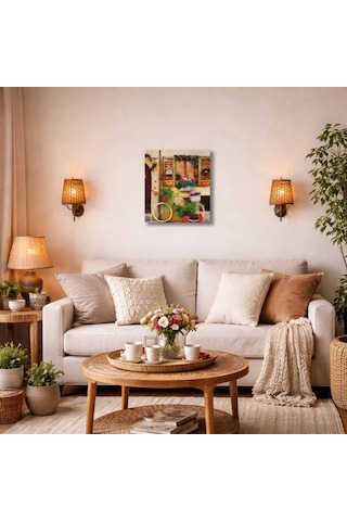 Dekoratif Bisiklet Temalı Kanvas Tablo 49x69 Cm Salon, Mutfak Ve Yemek Odası Duvar Dekoru