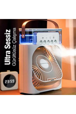 Coofbe 600 ML Su Buz Hazneli 7 Farklı Led Işık Şarjlı Taşınabilir Masaüstü Fantilatör