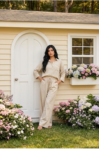 Kadın Trend Gömlek Pantalon Takım Bej