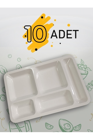 10 Adet Self Servis Tabldot Tabağı Polikarbon Yemekhane Tepsisi
