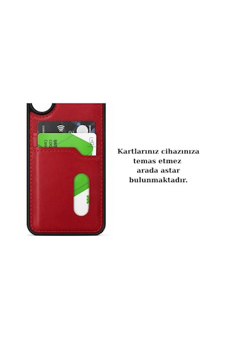 Xiaomi Poco C65 Uyumlu Deri Kartvizitli Kartlıklı Premium Telefon Kılıfı Kapak Kırmızı
