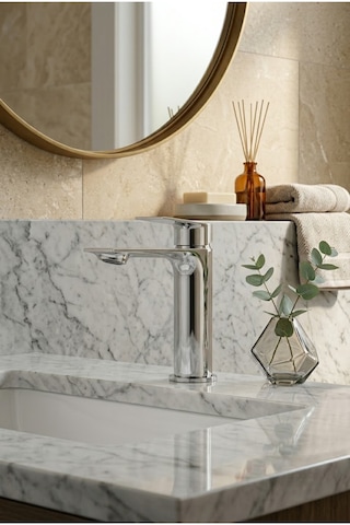 Krom Kare Premium Prinç Kararmaz Lavabo Bataryası Gümüş