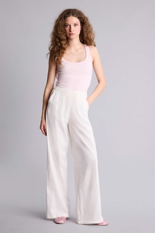 Defacto Wide Leg Çift Cepli Beli Lastikli Standart Boy Keten Karışımlı Beyaz Pantolon E1981ax25smwt32 Beyaz