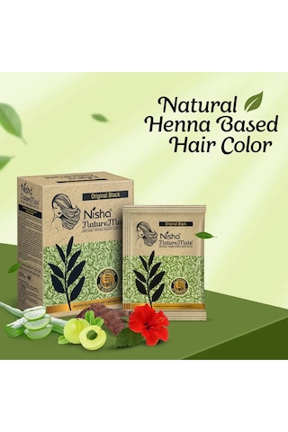 Nature Mate 6x10g Zarf Saç Beyaz Kapatıcı Hindistan Kınası Siyah Orjinal Kına,fırcası Hediyeli
