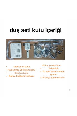 Faumix V01122 Beyaz Krom Banyo Lavabo Bataryası Ve Duş Seti Beyaz - Krom