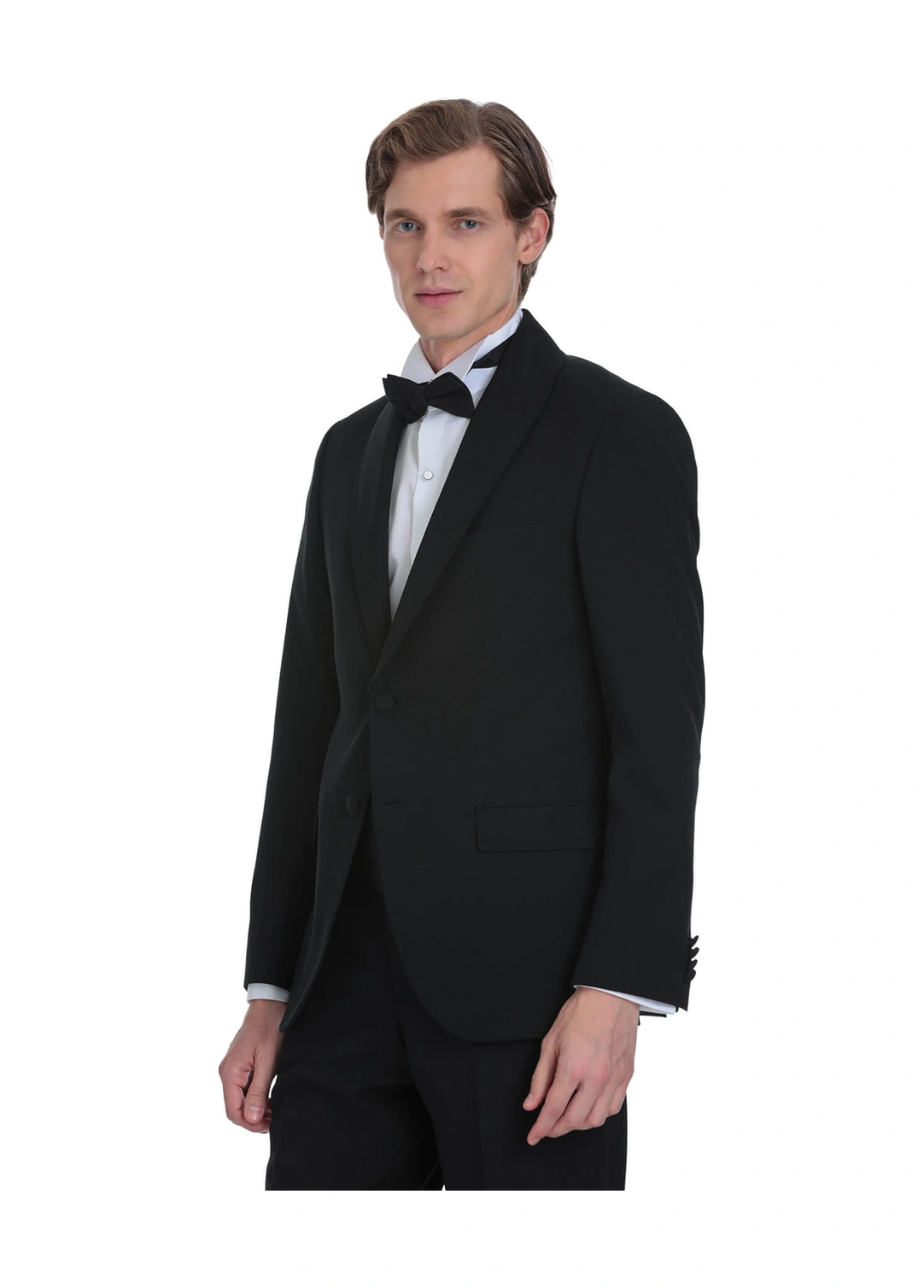 Hatemoğlu Siyah Slim Fit Çıkma Şal Yaka Damatlık Siyah