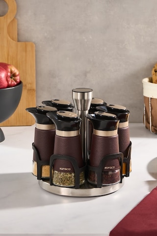 Karaca New Latin 7 Parça Standlı Yuvarlak Baharat Seti 100 Ml Kahverengi