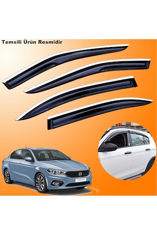 Fiat Egea Sedan Mügen Cam Rüzgarlığı Abs Krom Nikelajlı Cam Rüzgarlığı 2015 Sonrası 4 Lü Set