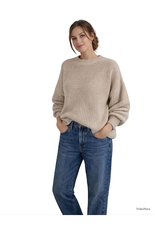 Trikonova Oversize Triko Kazak Bej