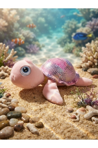 Peluş Kaplumbağa Parlak Kumaş-25 Cm Pembe