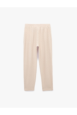 Koton Beli Bağcıklı Puantiyeli Rahat Kalıp Pijama Altı Beyaz Desenli 7wlk40108mk
