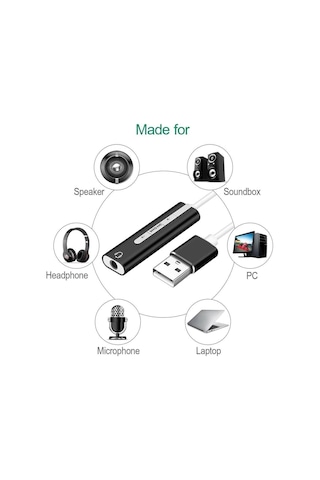 7.1 Usb Harici Stereo Ses Kartı 3.5mm Çevirici Dönüştürücü Ses Kartı 5072