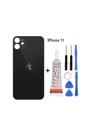 Apple Uyumlu iPhone 11 Arka Cam Batarya Pil Kapağı + Yapıştırıcı + Tamir Set - Siyah Apple Uyumlu iPhone 11 Arka Cam Batarya Pil Kapağı + Yapıştırıcı + Tamir Set - Siyah