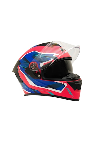 My Helmets Mks001-rbw Yarış Spoiler Güneş Vizörlü Şeffaf Full Face Motosiklet Kaskı Çok Renkli