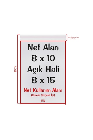 8x10+5 cm (8*15) 500 Adet Şeffaf Bantlı Yapışkanlı jelatin Poşet