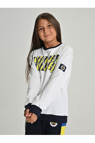 Fenerium Çocuk Trıbun Çubuklu Fenerbahçe Sweat BEYAZ