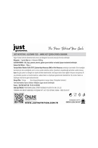 Just Nutrition L-glutamine 126 Gr Glutamin 42 Servis + Shaker + Protein Kahve Hediyeli Aromasız
