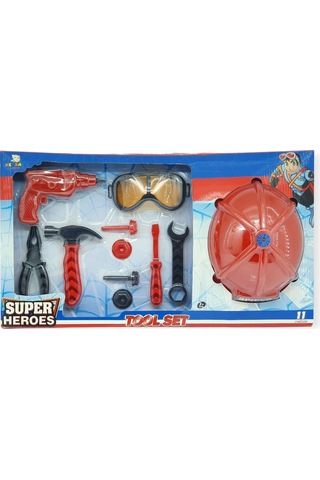 Meslek Setleri - Baretli Tamir Seti 11 Parça - Kırmızı