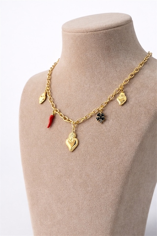 Charm Detaylı Zincir Kolye Çok renkli