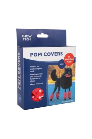 Show Tech Polka Dots Kırmızı Puantiyeli Orta Boy Poodle İçin Paça Tüyü Koruyucu Kılıf 4'lü Set Kırmızı